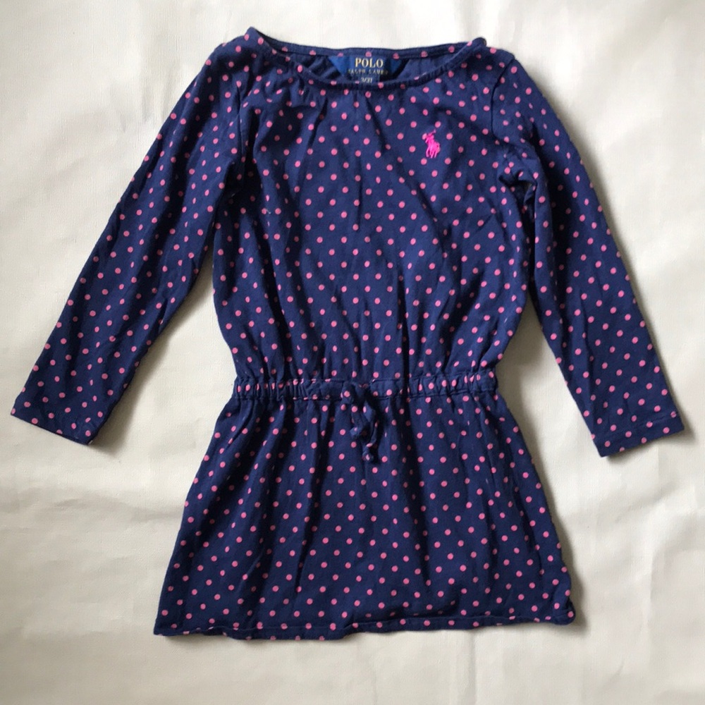 Polo Ralph Lauren Polka Dot Tie Waist Jersey Top Kids 3T Preowned